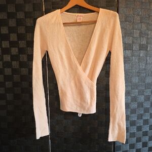 Abercrombie & Fitch Pinky-Cream V-Neck Wrap Sweater